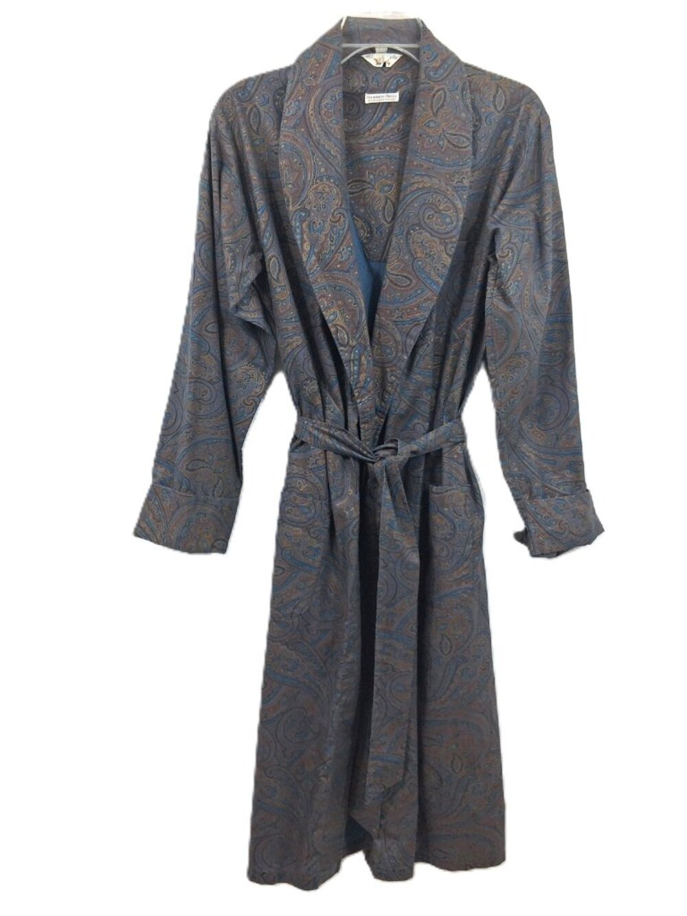 Vintage 60s 70s Ely & Walker Paisley Print Belted Robe Multicolor Smoking Jacket